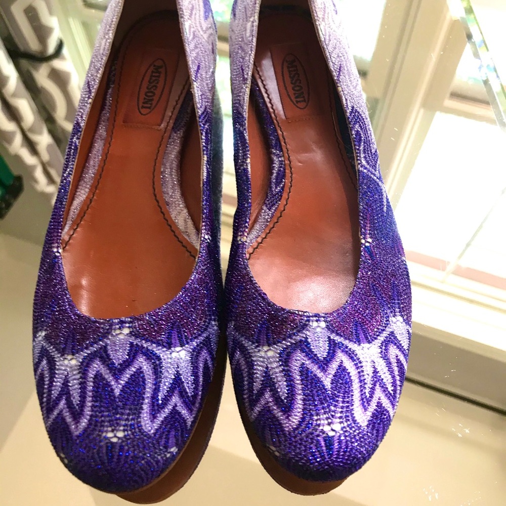 New Missoni ballet flats purple zigzag 38 1/2